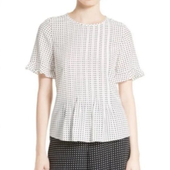 Kate spade short sleeve polka dot silk blouse - Picture 2 of 11